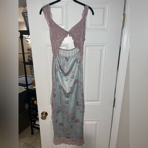 SHEIN Pink Lace and Floral Maxi Dress